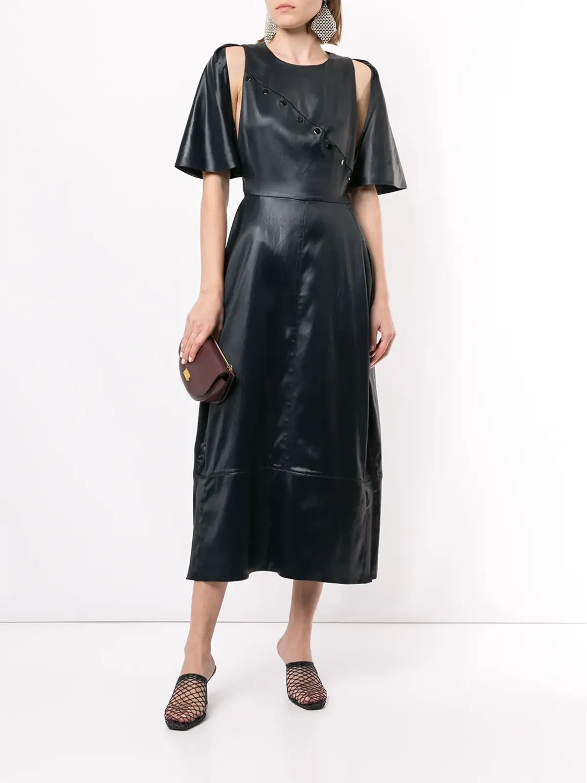 3.1 Phillip Lim ケープ付きミディドレス ブラック - 画像2