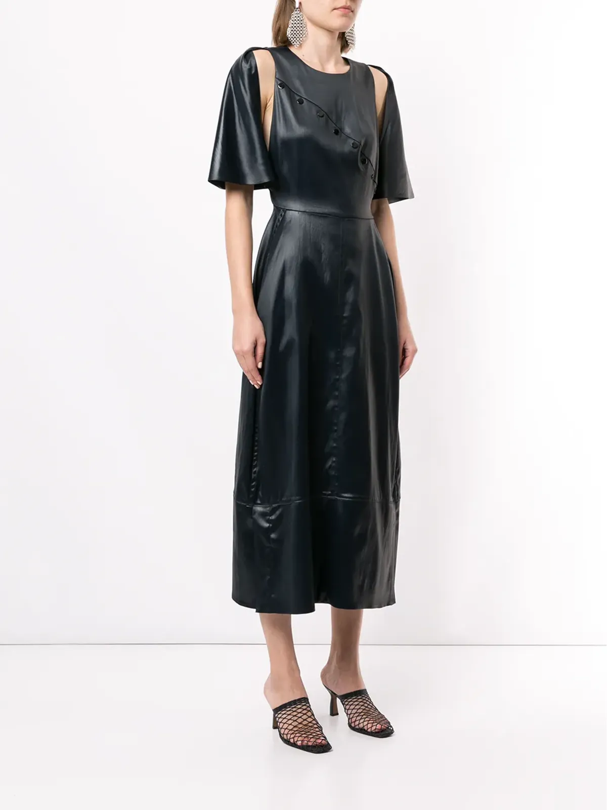 3.1 Phillip Lim ケープ付きミディドレス ブラック - 画像3