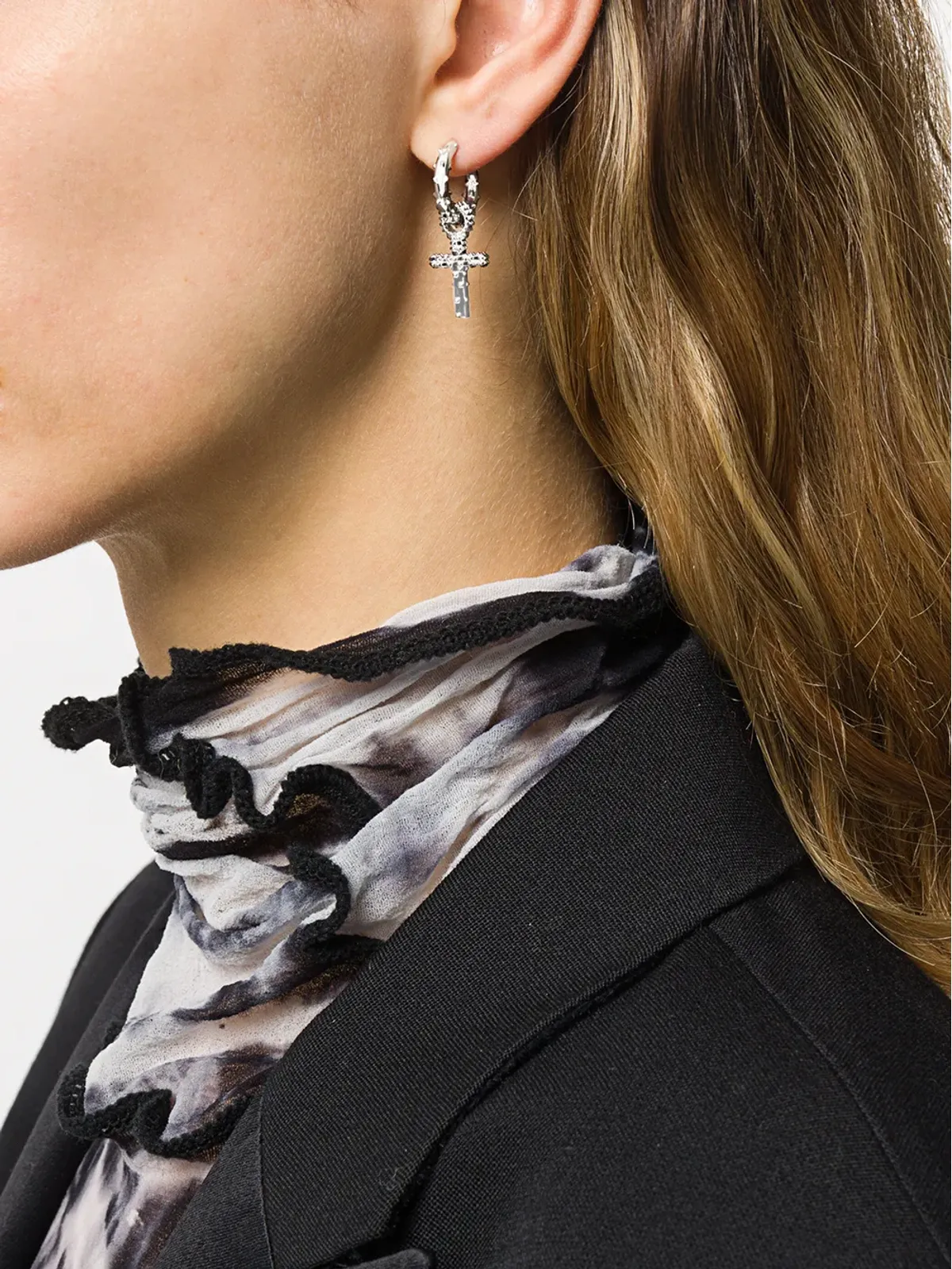 Kasun London クロスフープピアス - Silver - 画像2