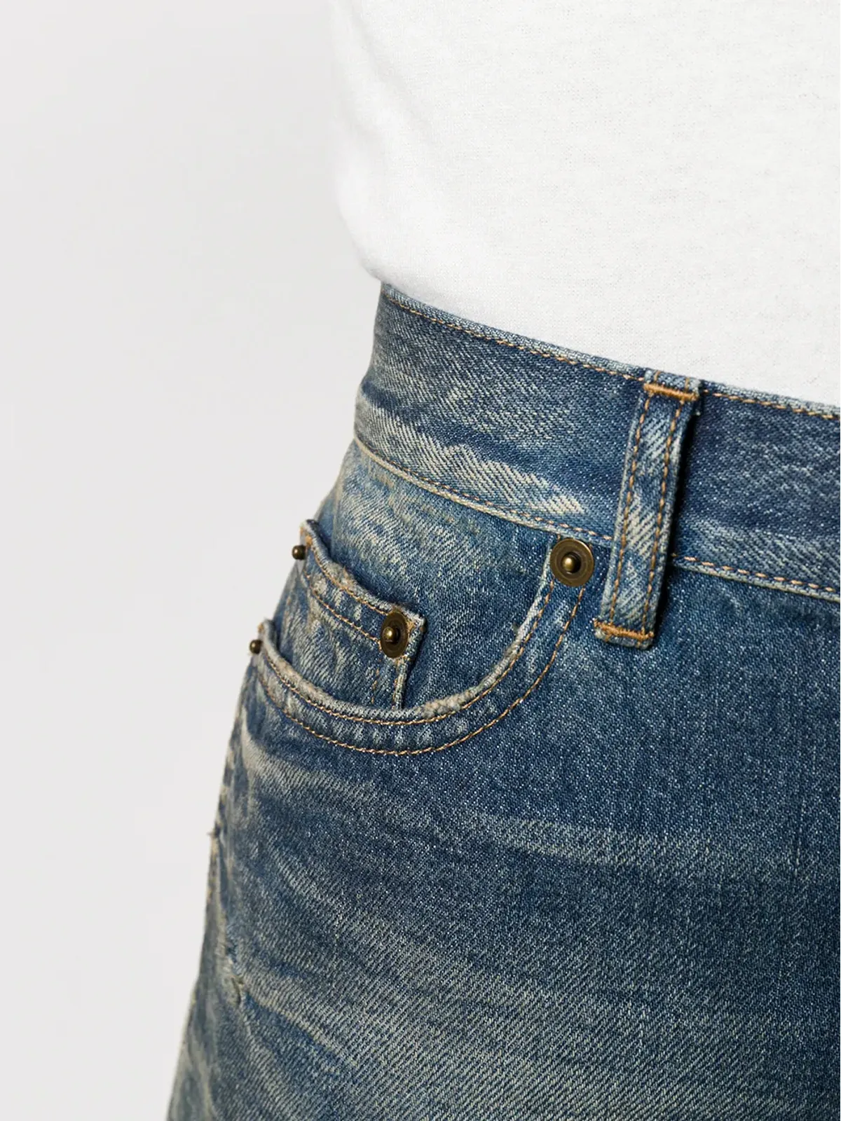 Saint Laurent ハイウエストデニムショートパンツ - 画像5