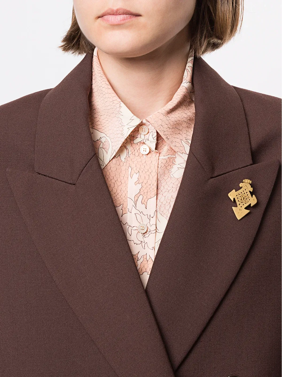 CHANEL Pre-Owned 1994 ロゴ ブローチ - ゴールド - 画像2