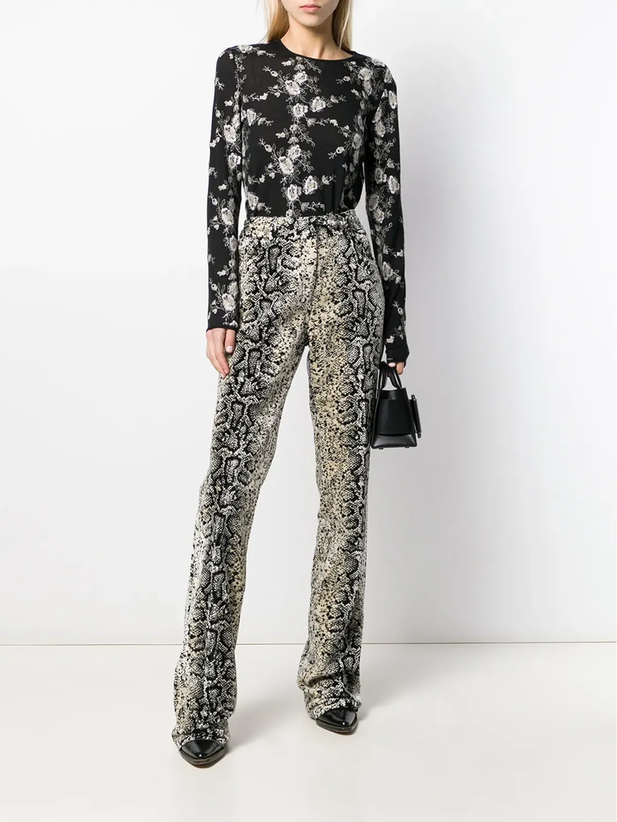 Giambattista Valli 蛇皮風ブーツレッグパンツ - 画像2