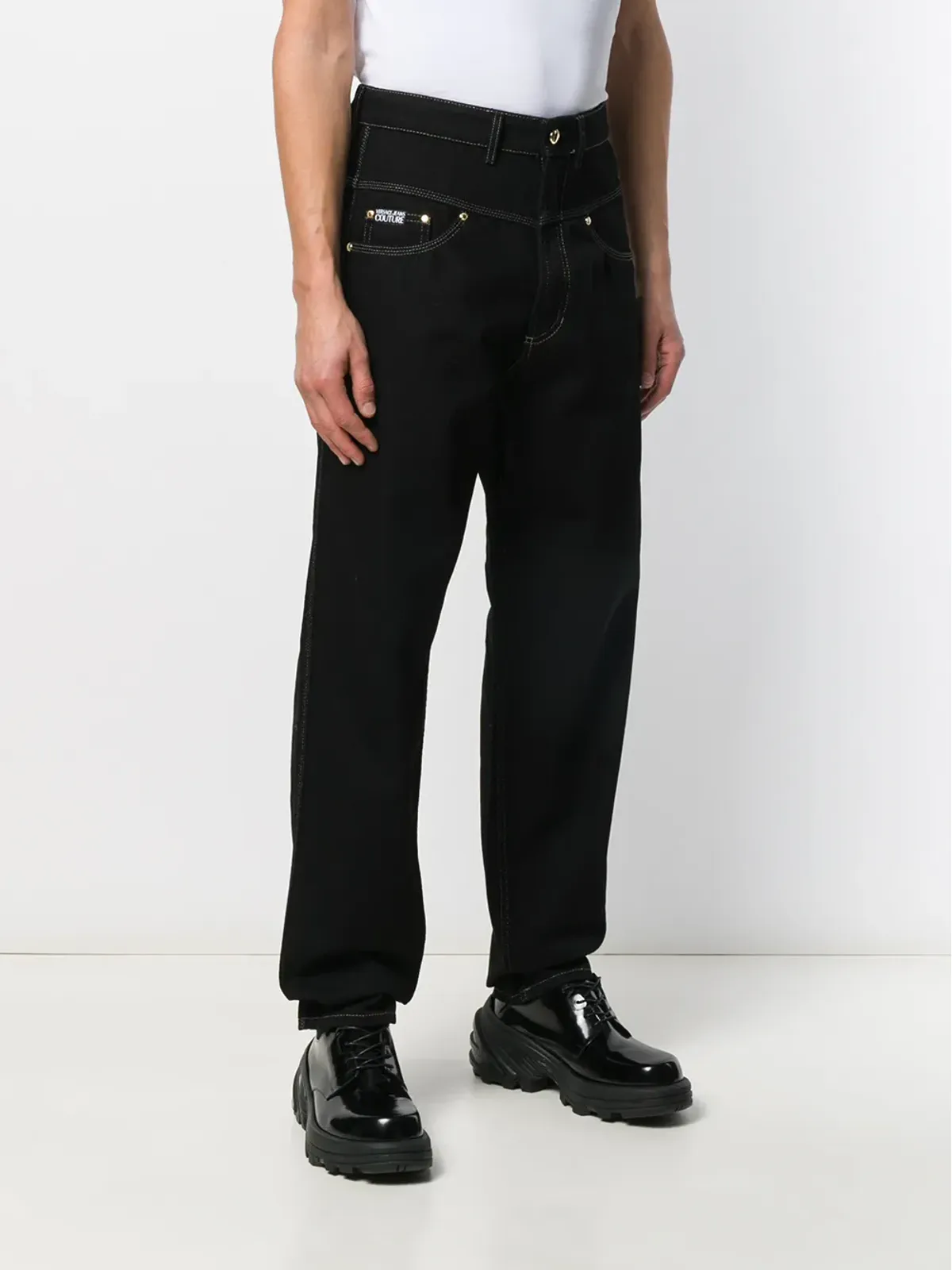 Versace Jeans Couture ドロップクロッチ・ワイドレッグジーンズ - ブラック - 画像3