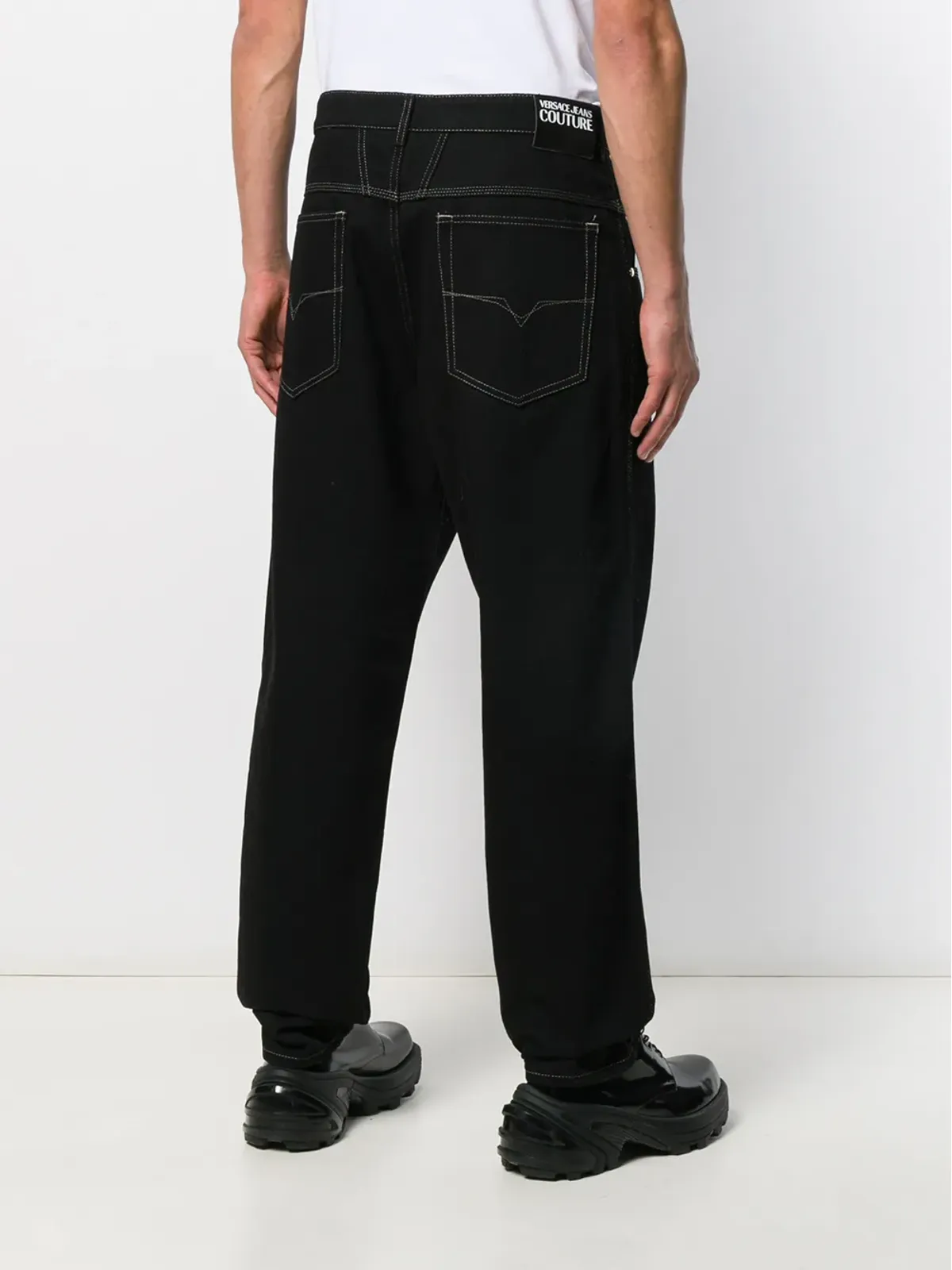 Versace Jeans Couture ドロップクロッチ・ワイドレッグジーンズ - ブラック - 画像4