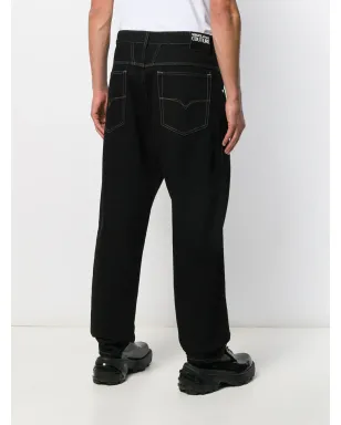 Versace Jeans Couture ドロップクロッチ・ワイドレッグジーンズ - ブラック - サムネイル4