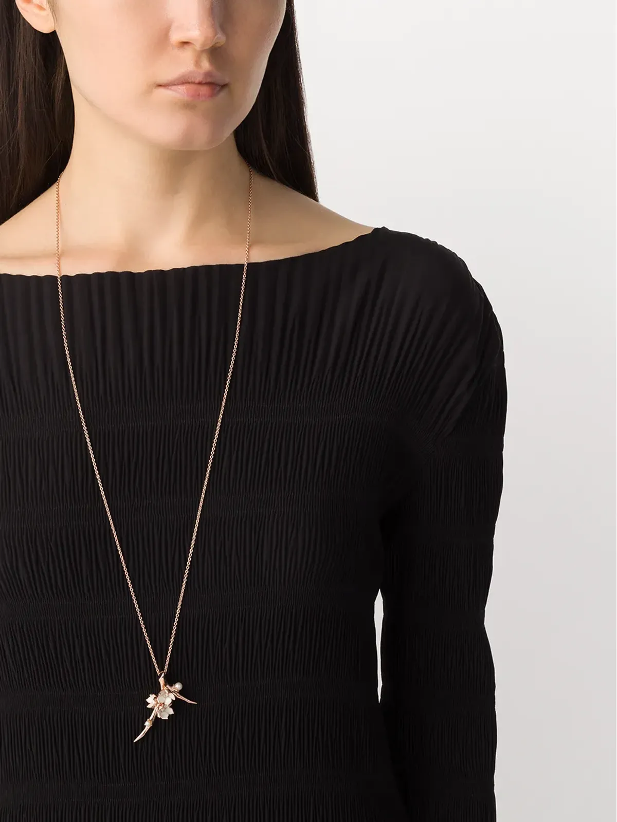 Shaun Leane Cherry Blossom diamond and pearl flower pendant necklace - Gold - 画像2