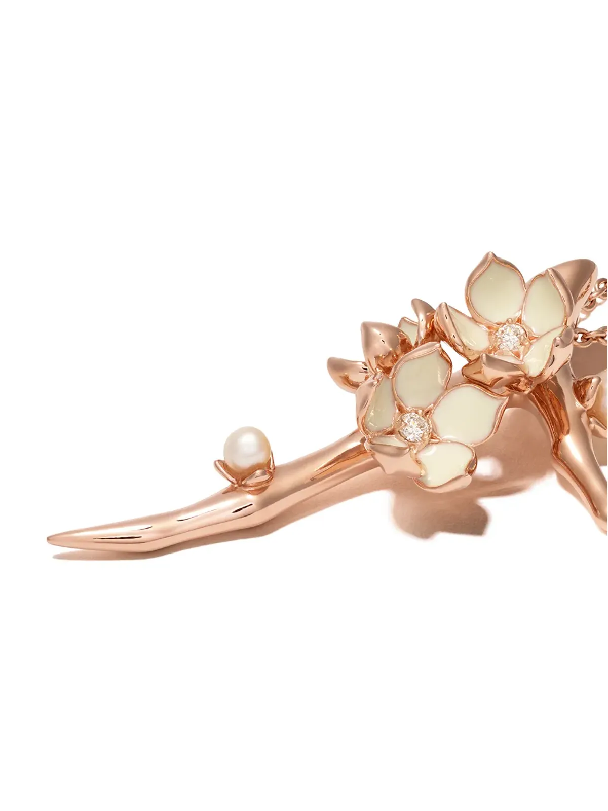 Shaun Leane Cherry Blossom diamond and pearl flower pendant necklace - Gold - 画像3