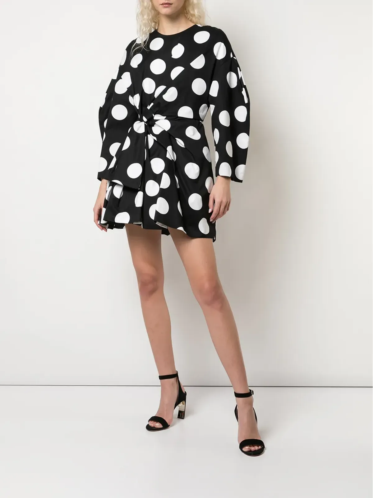 Carolina Herrera ドット柄ボウディテールドレス - ブラック - 画像2