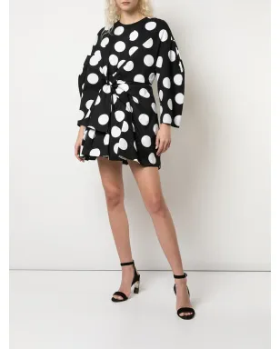 Carolina Herrera ドット柄ボウディテールドレス - ブラック - サムネイル2
