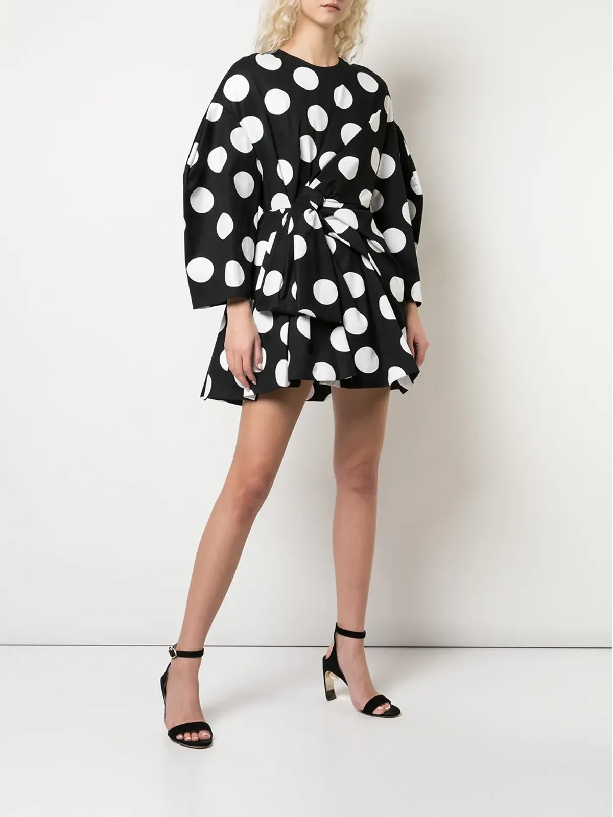 Carolina Herrera ドット柄ボウディテールドレス - ブラック - 画像3