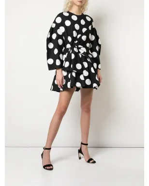 Carolina Herrera ドット柄ボウディテールドレス - ブラック - サムネイル3