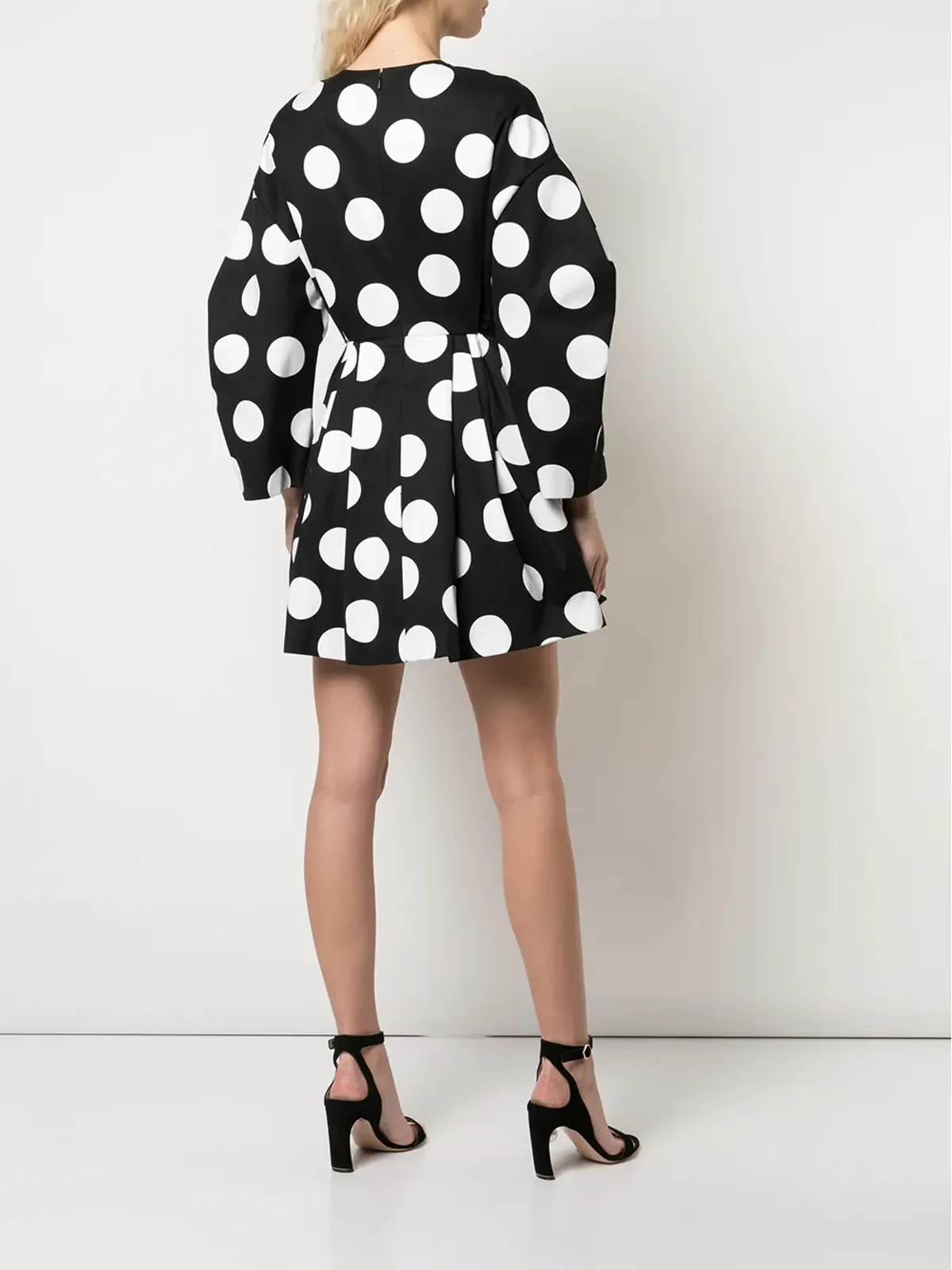 Carolina Herrera ドット柄ボウディテールドレス - ブラック - 画像4