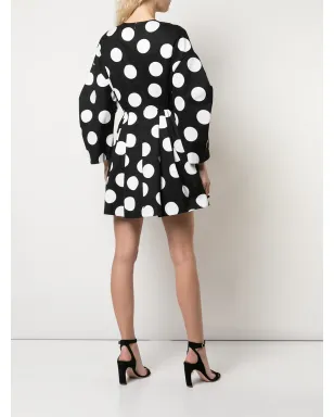 Carolina Herrera ドット柄ボウディテールドレス - ブラック - サムネイル4
