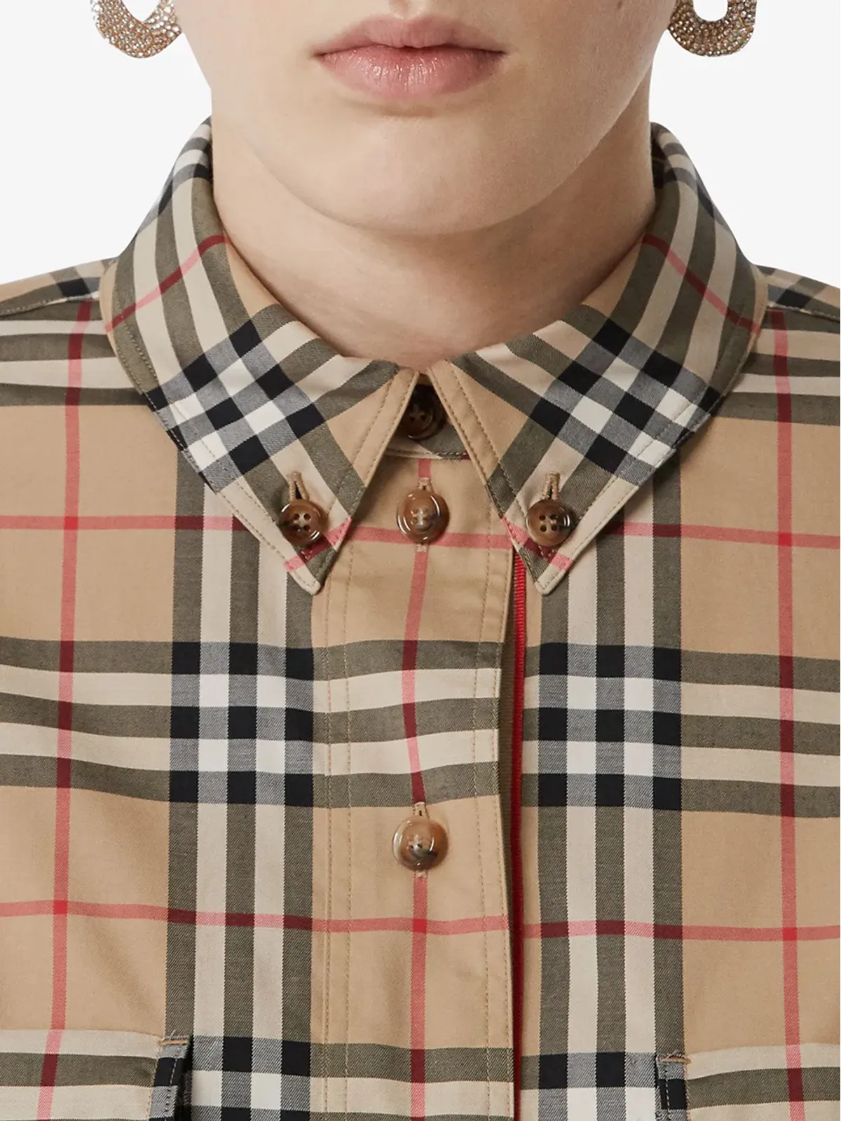 Burberry Vintage Check Stretch Cotton Oversized Shirt - Neutrals - 画像5