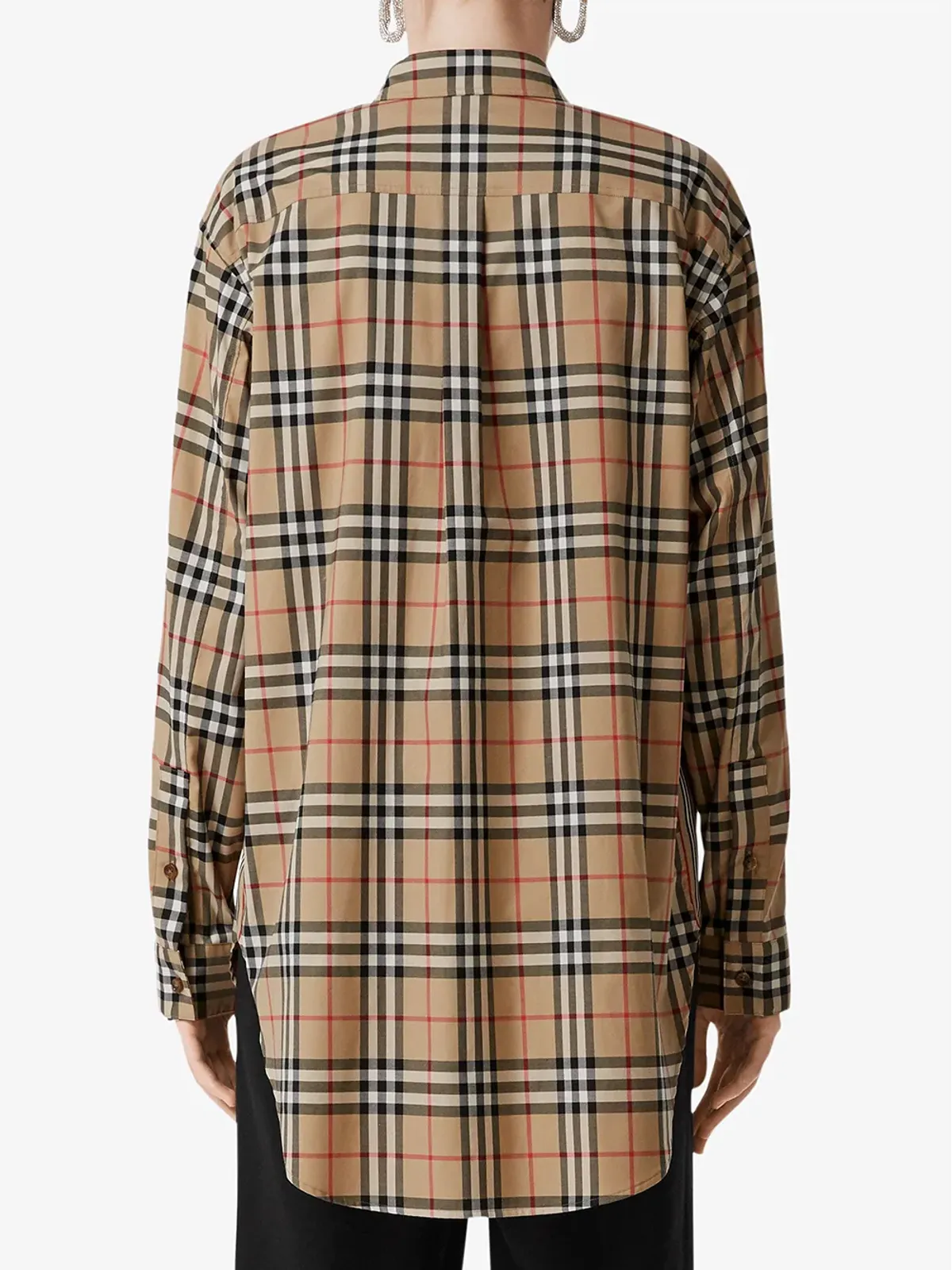 Burberry Vintage Check Stretch Cotton Oversized Shirt - Neutrals - 画像4