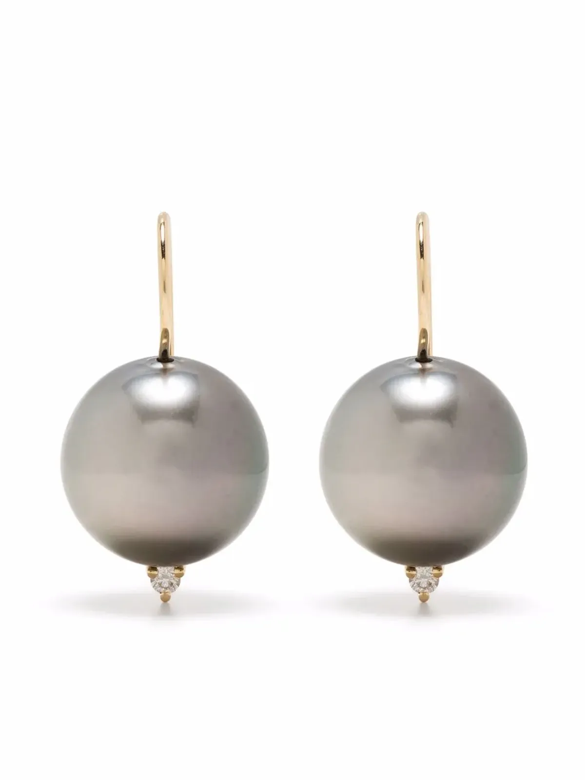 Mizuki 14kt gold diamond pearl earrings - 画像1