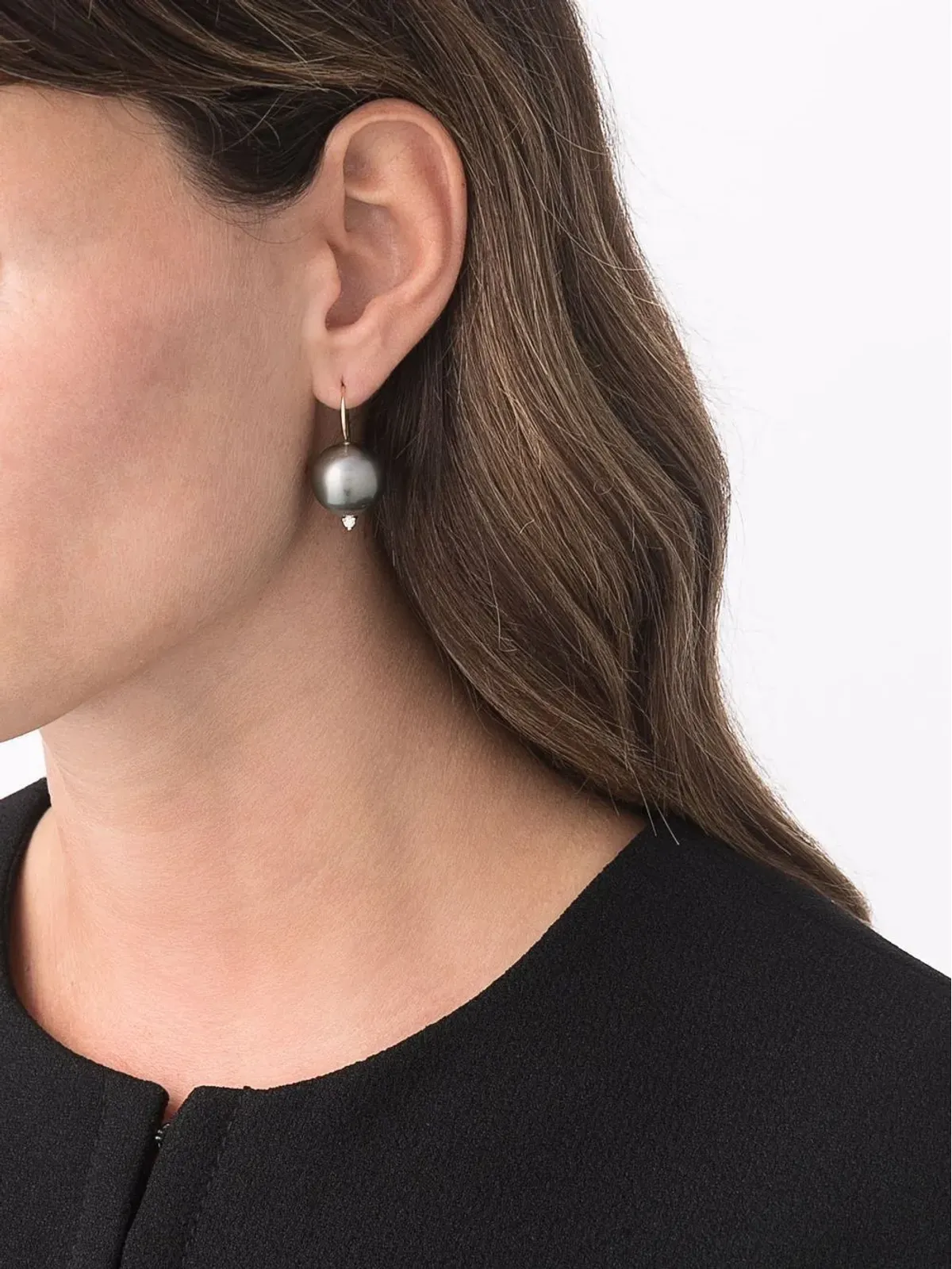 Mizuki 14kt gold diamond pearl earrings - 画像2