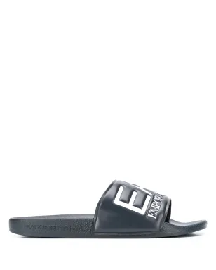 Ea7 Emporio Armani ロゴエンボス スライド - ブルー - サムネイル1