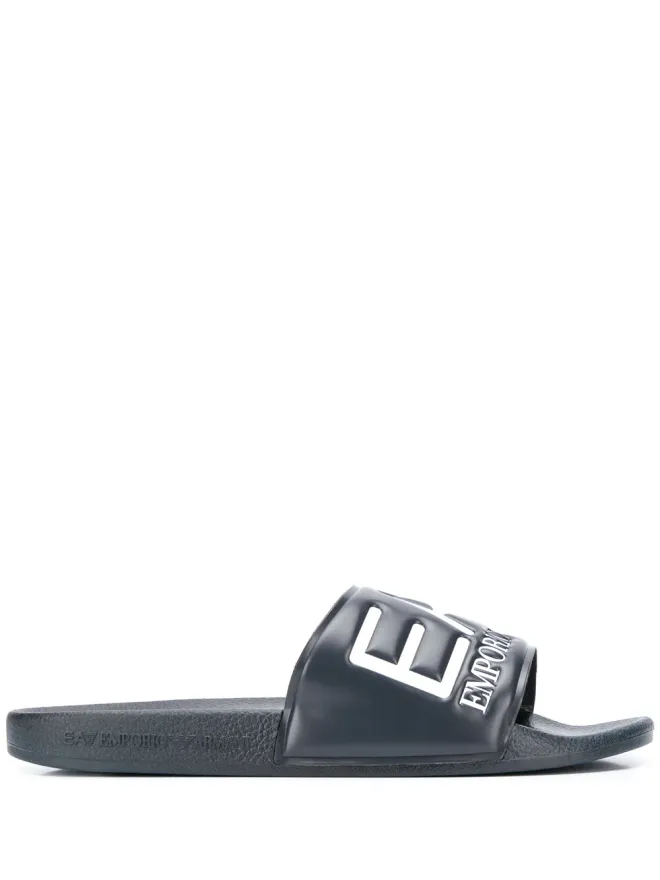 Ea7 Emporio Armani Ea7 Emporio Armani ロゴエンボス スライド - ブルーの商品画像