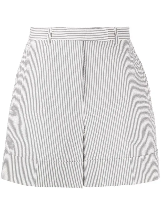 Thom Browne Thom Browne ハイウエスト シアサッカーショーツ - グレーの商品画像