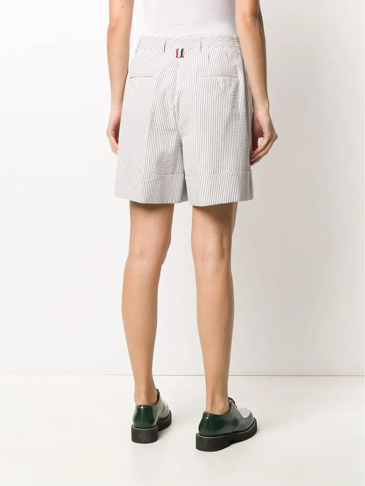 Thom Browne ハイウエスト シアサッカーショーツ - グレー - 画像4