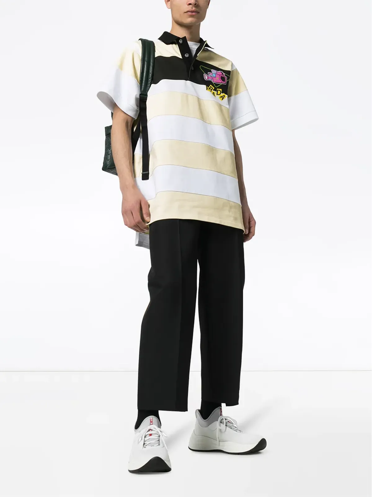 Prada ストライプ カメラ ロゴ ポロシャツ - 画像2