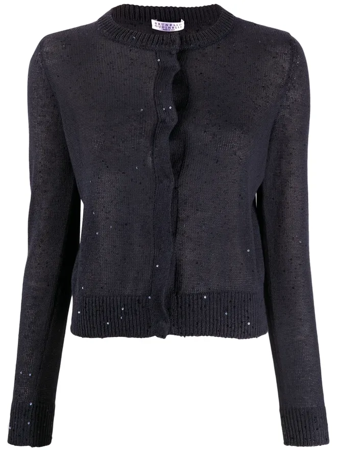 Brunello Cucinelli Brunello Cucinelli スパンコール付きニットカーディガン - ブルーの商品画像