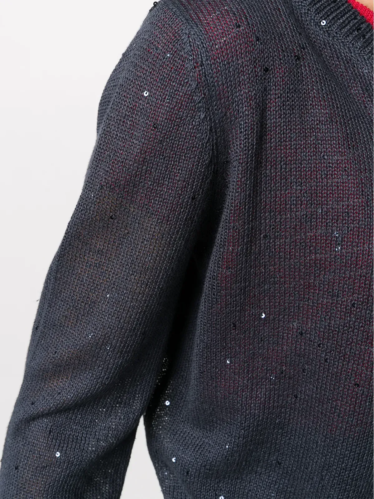 Brunello Cucinelli スパンコール付きニットカーディガン - ブルー - 画像5