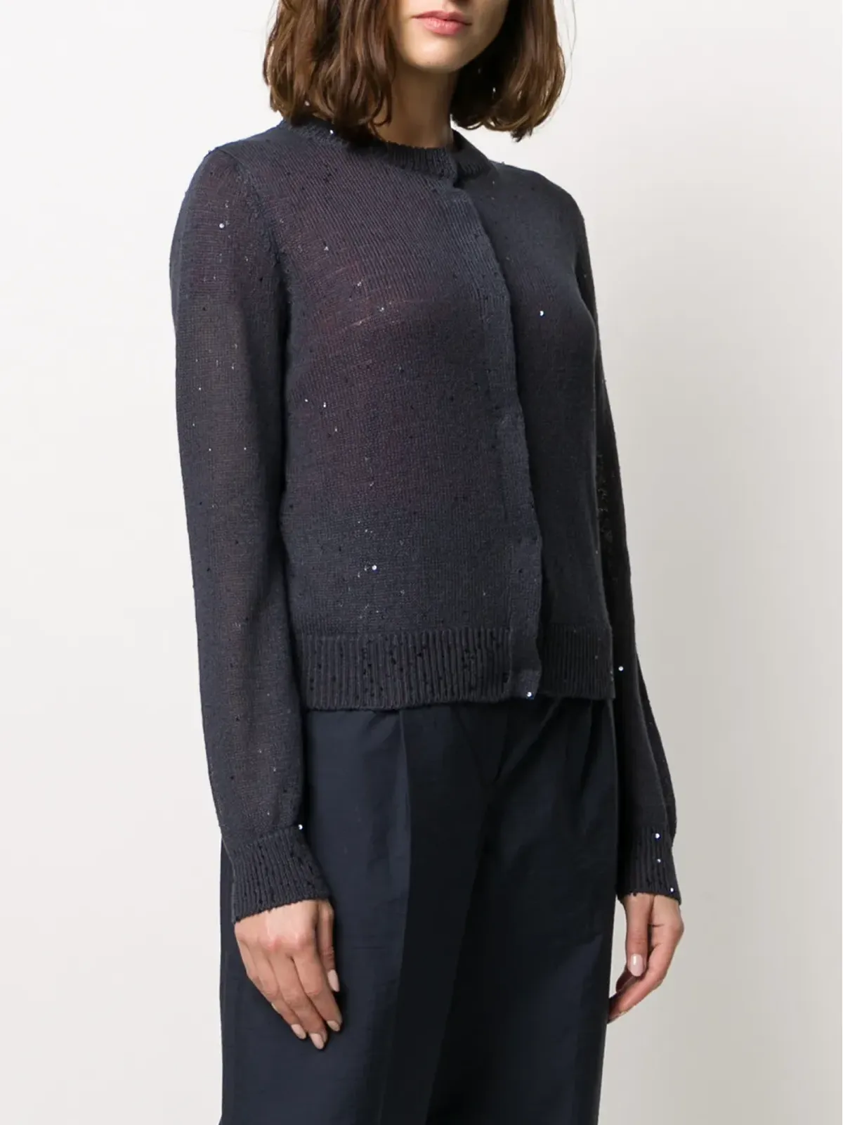 Brunello Cucinelli スパンコール付きニットカーディガン - ブルー - 画像3
