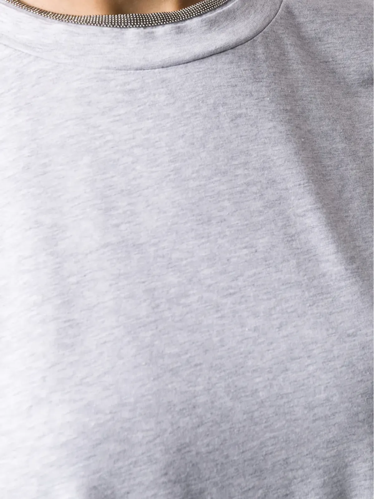 Brunello Cucinelli ラウンドネック・ビーズ付きTシャツ（グレー） - 画像5