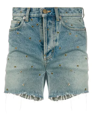 Saint Laurent アイレットデニムショーツ - ブルー - サムネイル1