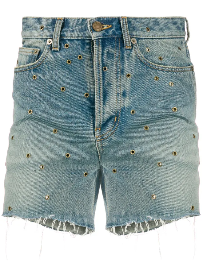 Saint Laurent Saint Laurent アイレットデニムショーツ - ブルーの商品画像