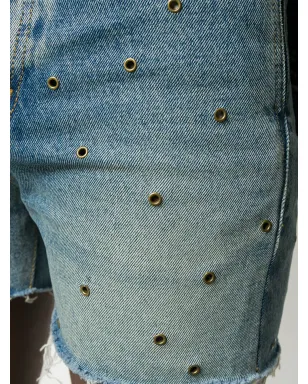Saint Laurent アイレットデニムショーツ - ブルー - サムネイル5