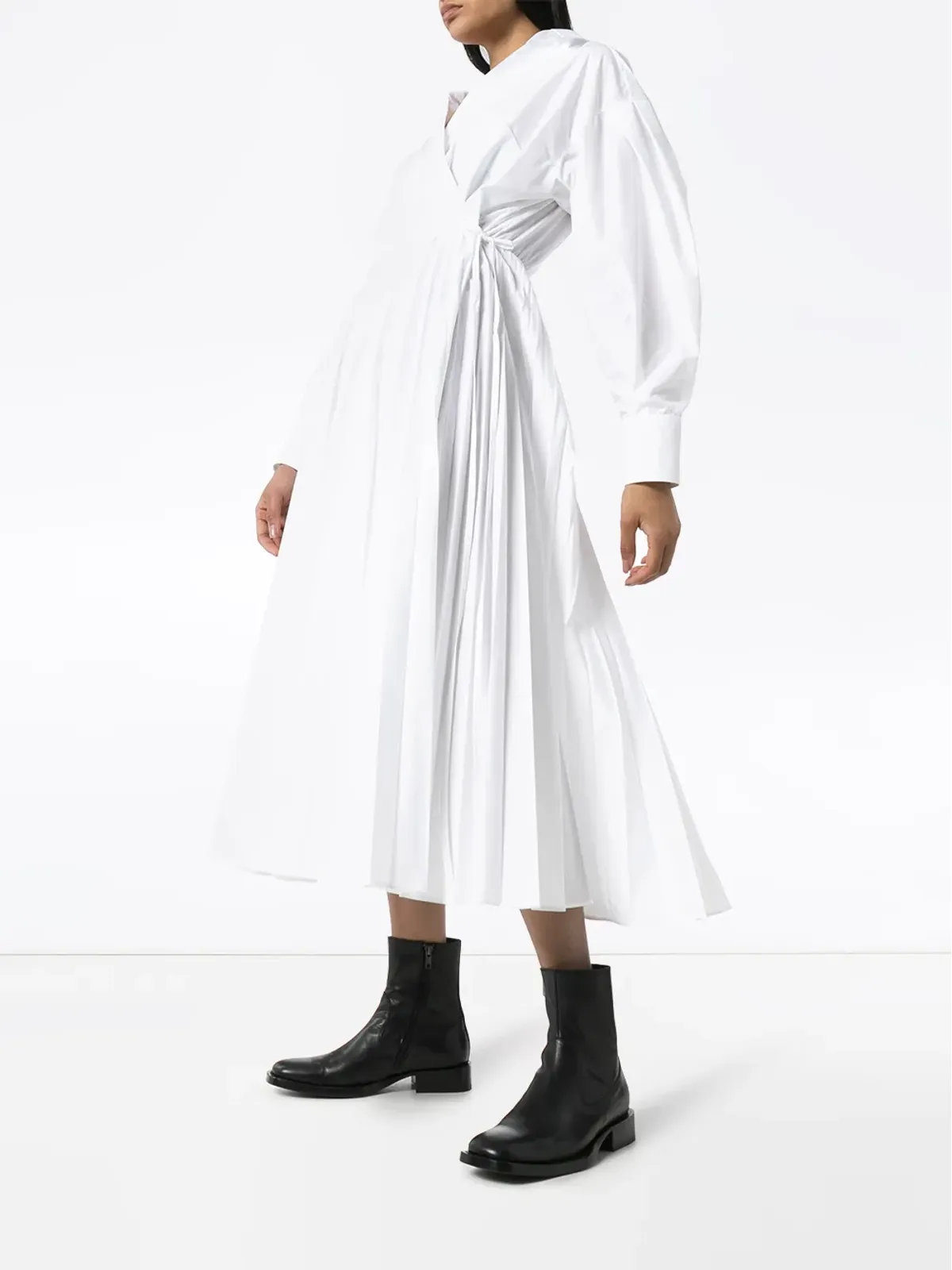 Valentino Garavani ラッププリーツシャツドレス - 画像2