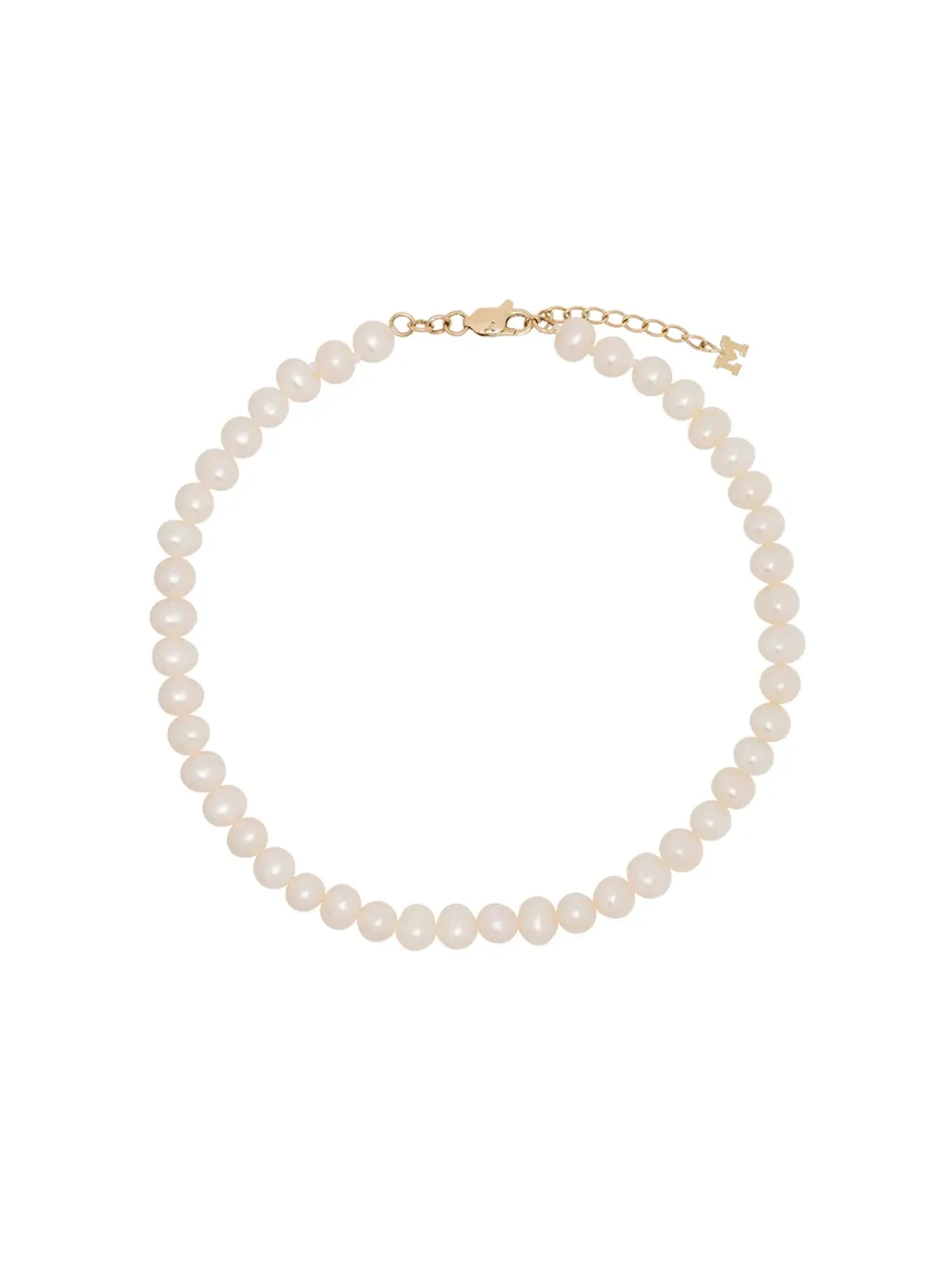 Mateo 9kt yellow gold pearl anklet - White - 画像1