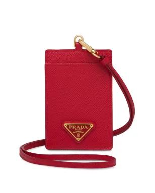 Prada ロゴプレート付きランヤードカードホルダー - レッド - サムネイル1
