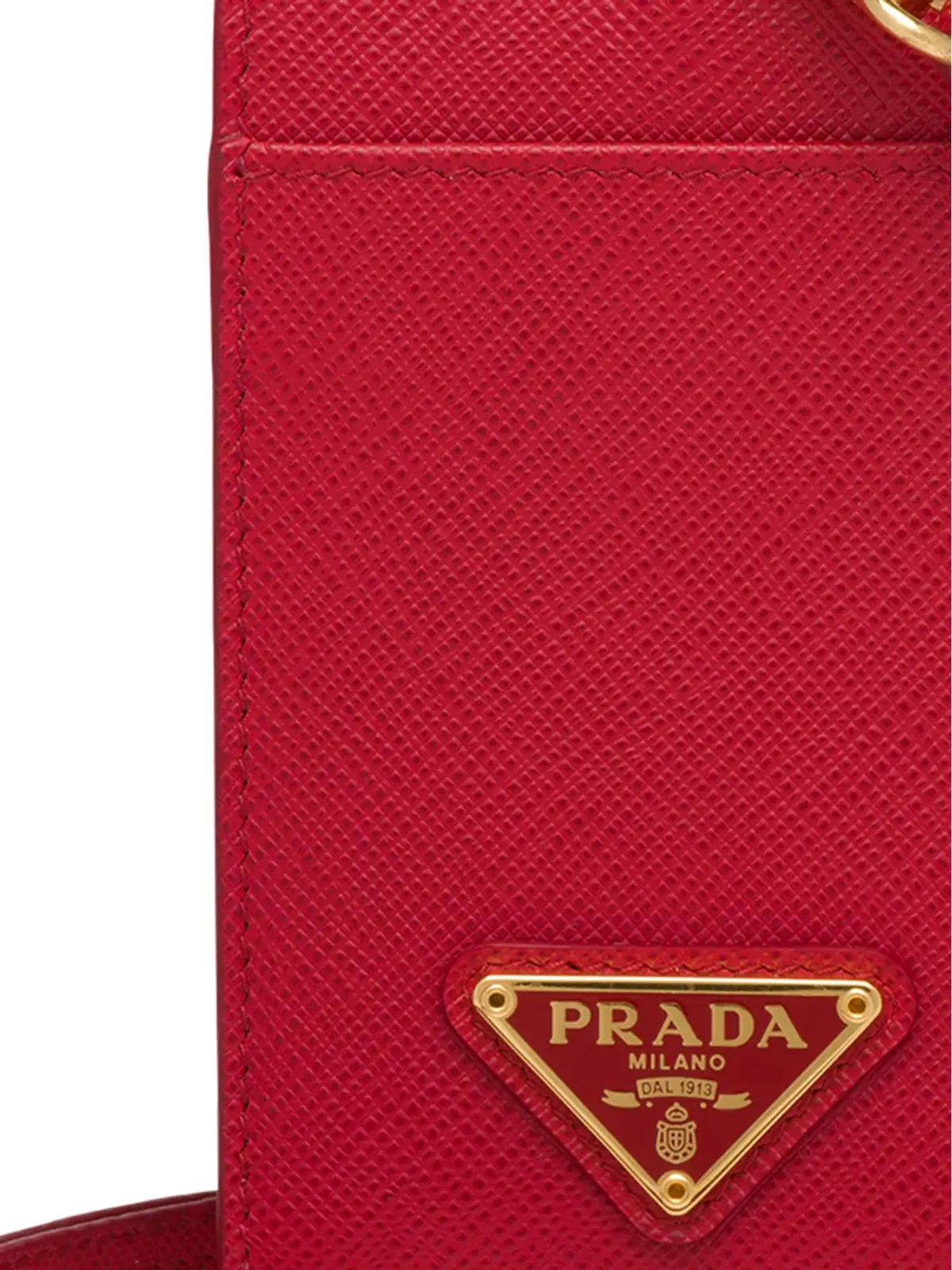 Prada ロゴプレート付きランヤードカードホルダー - レッド - 画像3