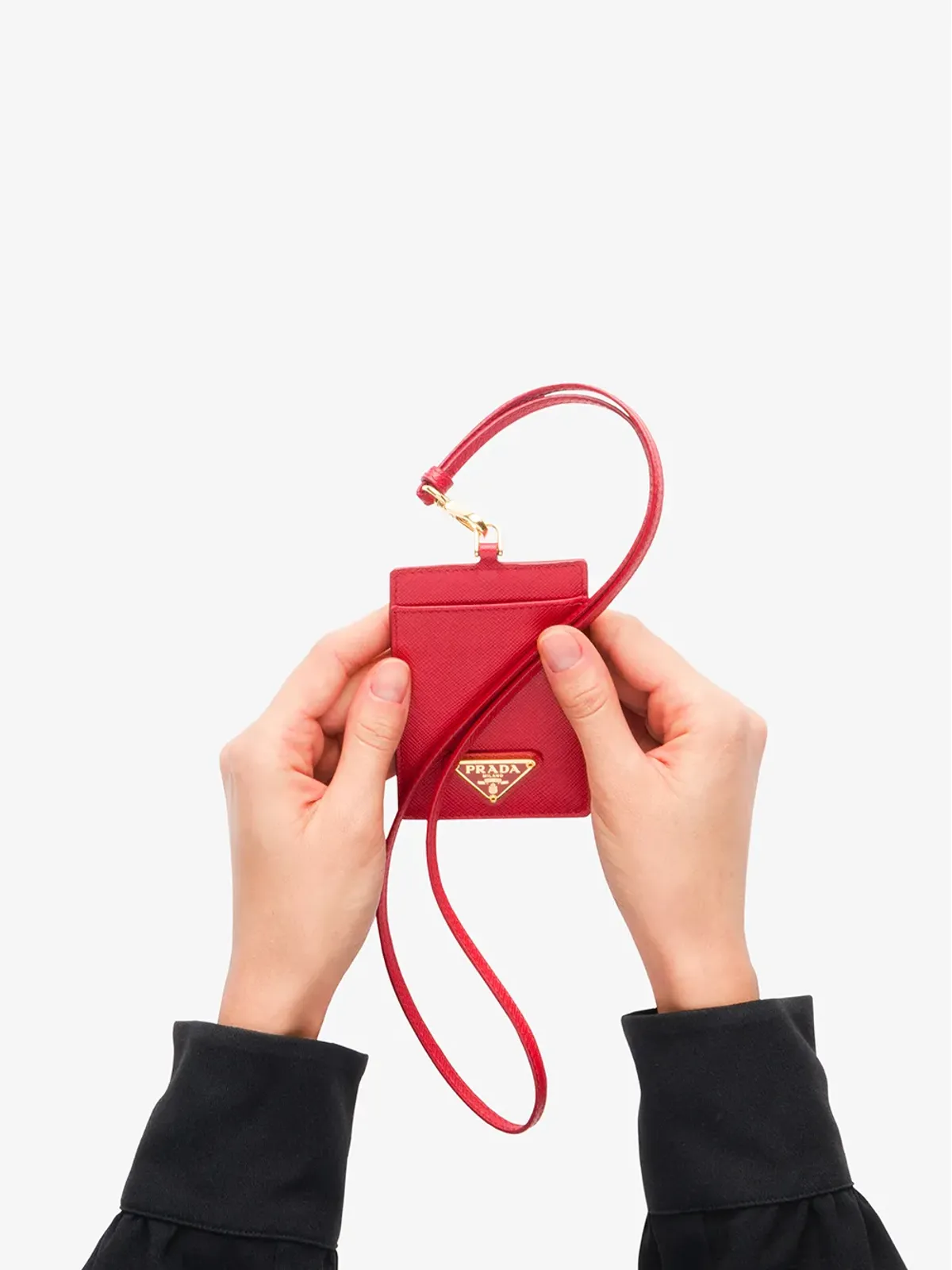Prada ロゴプレート付きランヤードカードホルダー - レッド - 画像4
