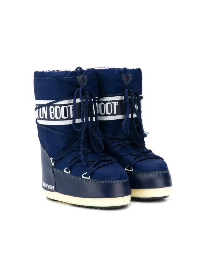Moon Boot Kids Moon Boot Kids ロゴ入りレースアップスノーブーツ ブルーの商品画像