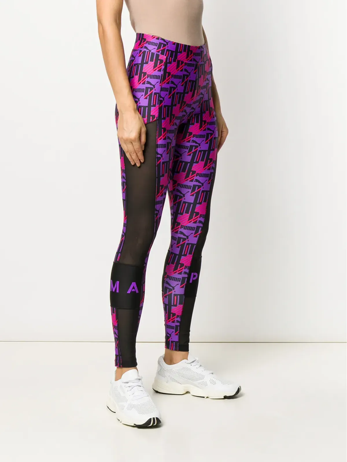 PUMA プリント メッシュパネル レギンス - パープル - 画像3