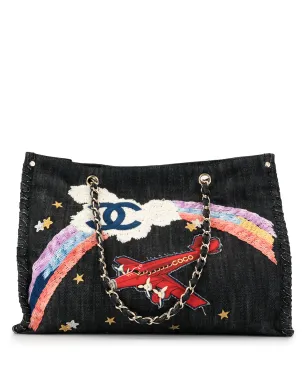 CHANEL Pre-Owned 虹色の飛行機刺繍トート - サムネイル1