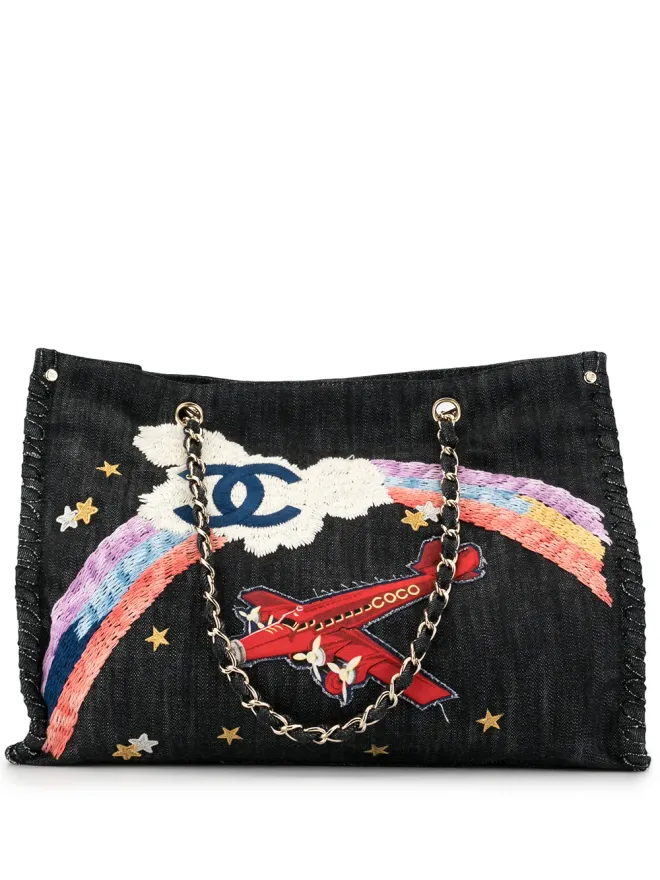 CHANEL Pre-Owned CHANEL Pre-Owned 虹色の飛行機刺繍トートの商品画像