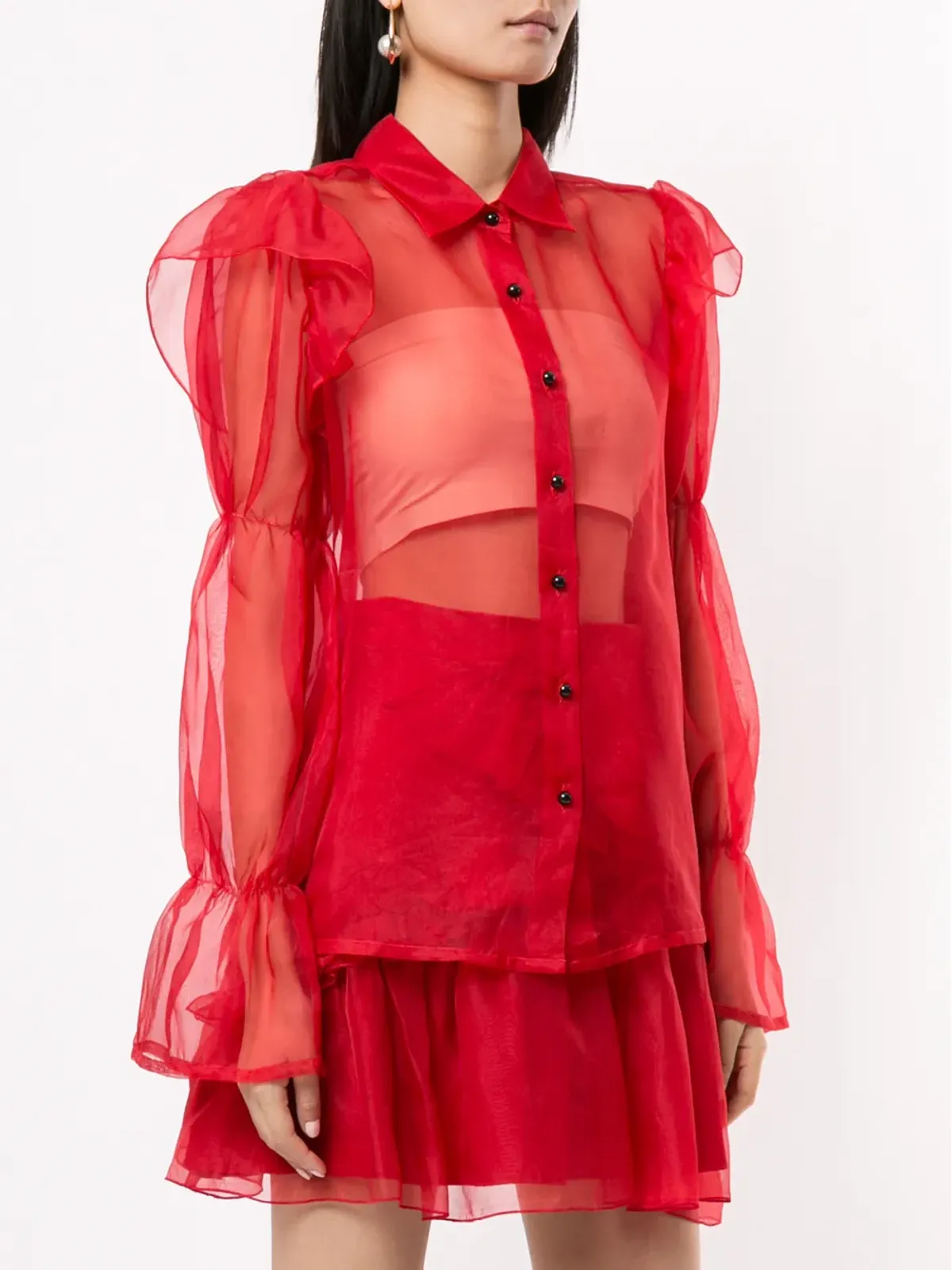 Macgraw Souffle blouse - Red - 画像3