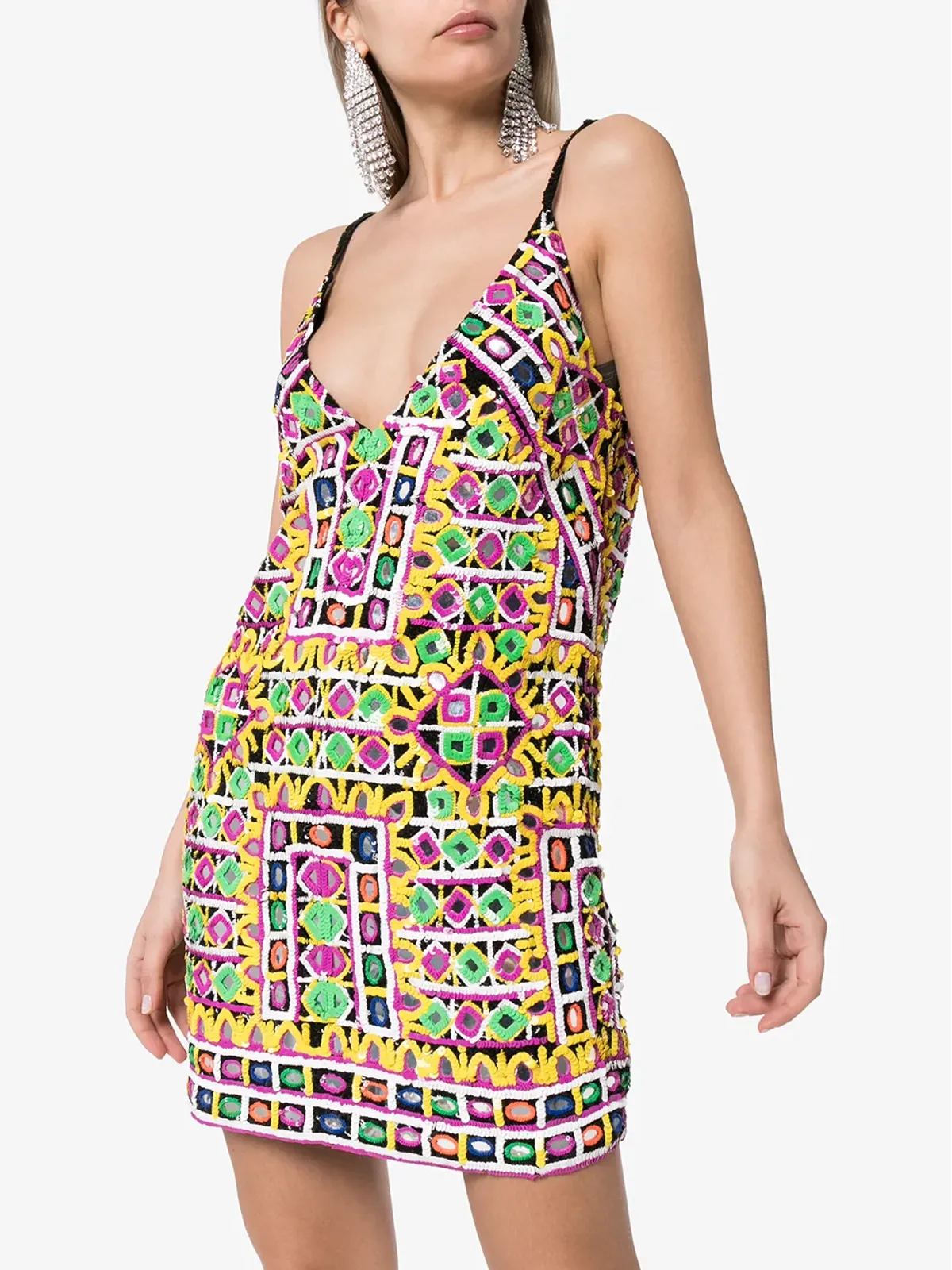 Ashish sequin-embellished patterned mini dress - Yellow - 画像3