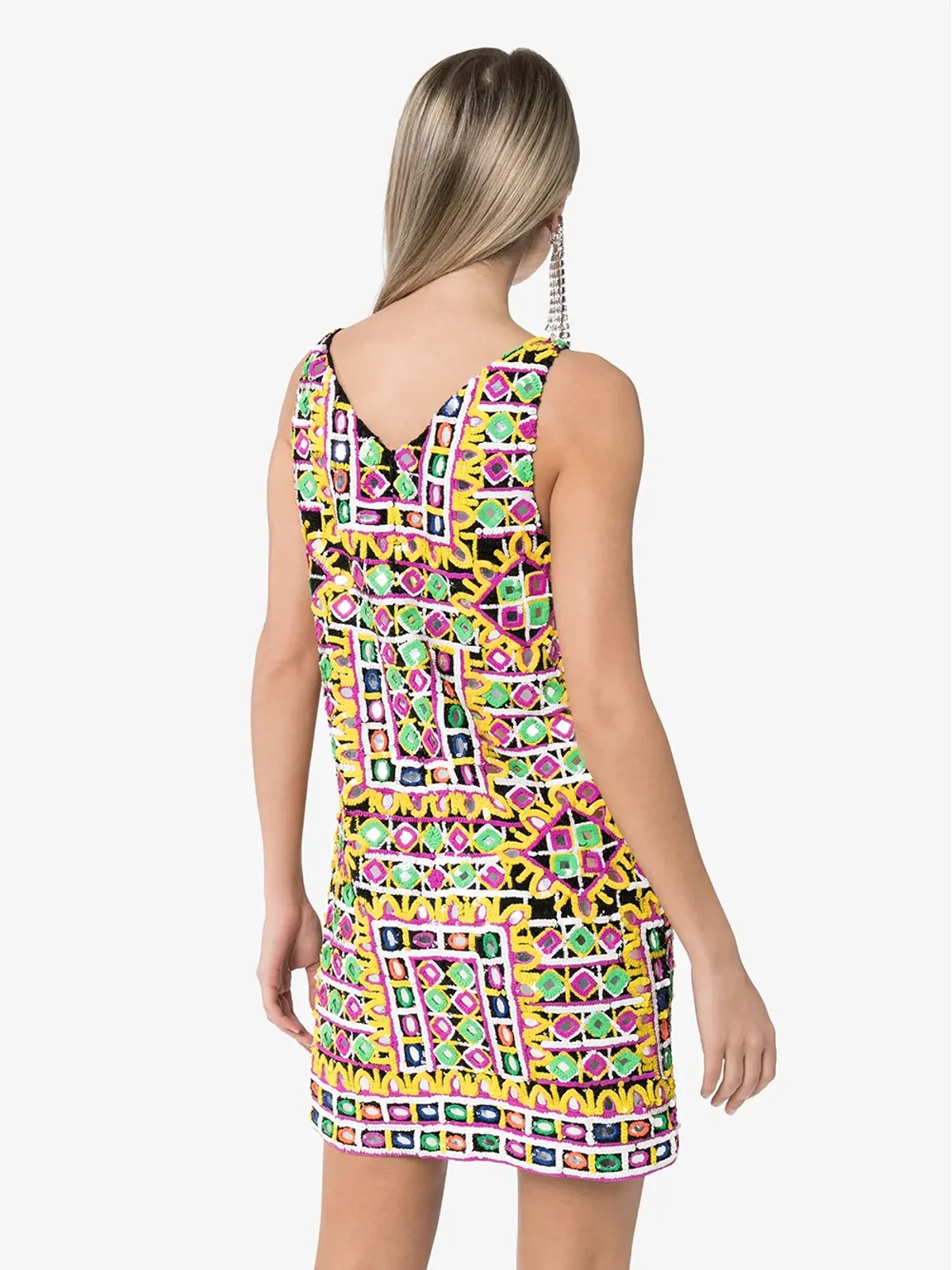 Ashish sequin-embellished patterned mini dress - Yellow - 画像4