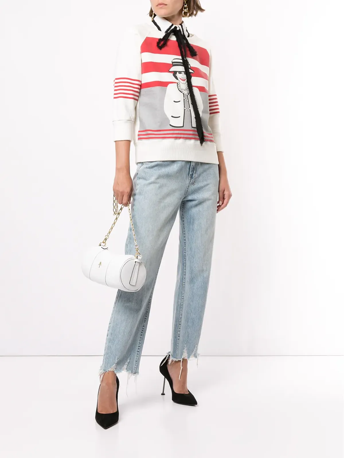 CHANEL スウェットシャツ 2001年 マドモアゼル プリント ストライプ - 画像2