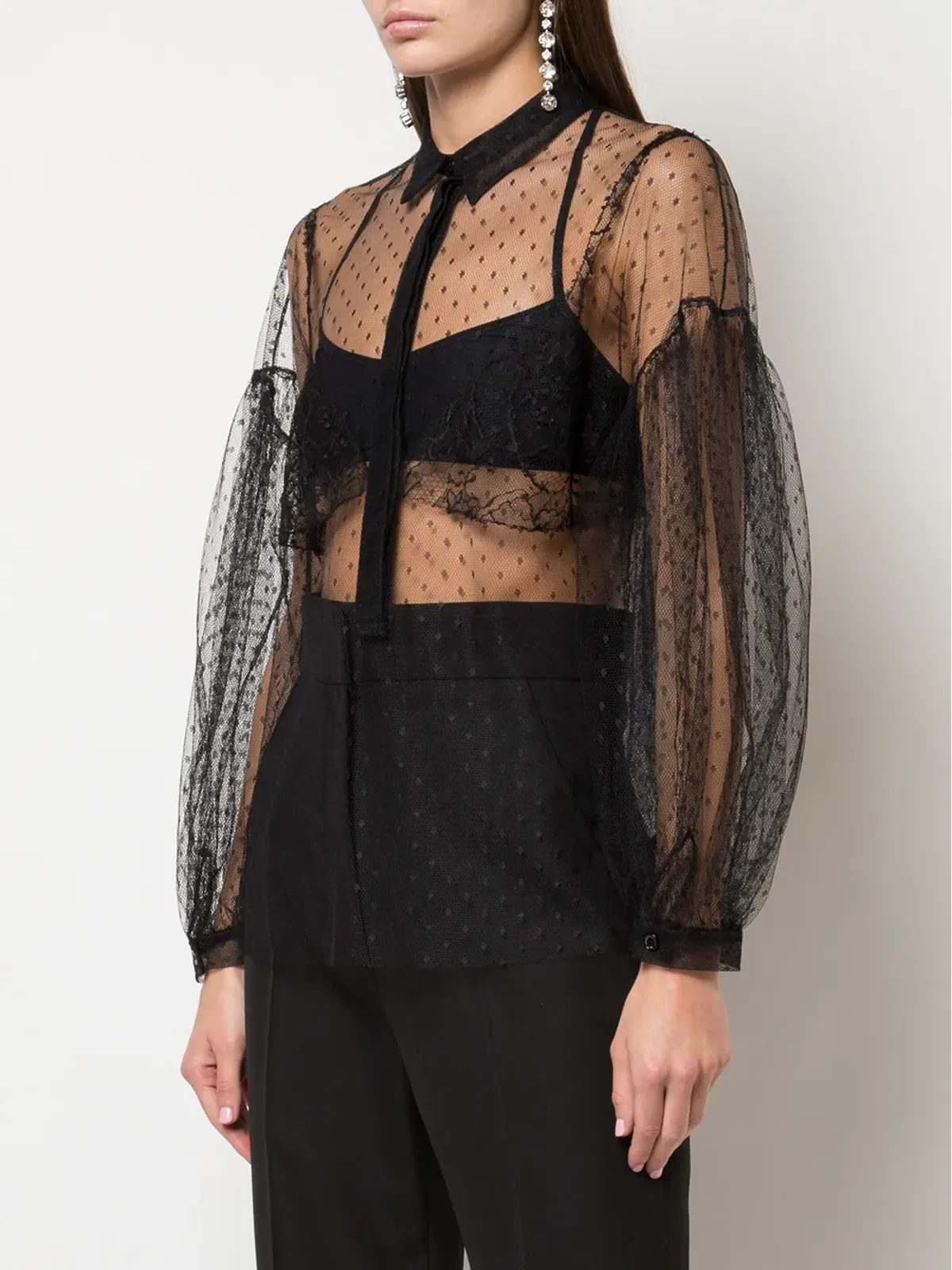 Giambattista Valli シアーレースシャツ - 画像3