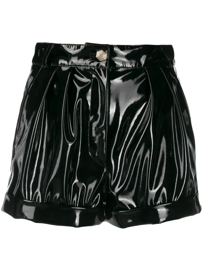 Philipp Plein Philipp Plein コーティング加工のハイウエストショーツの商品画像