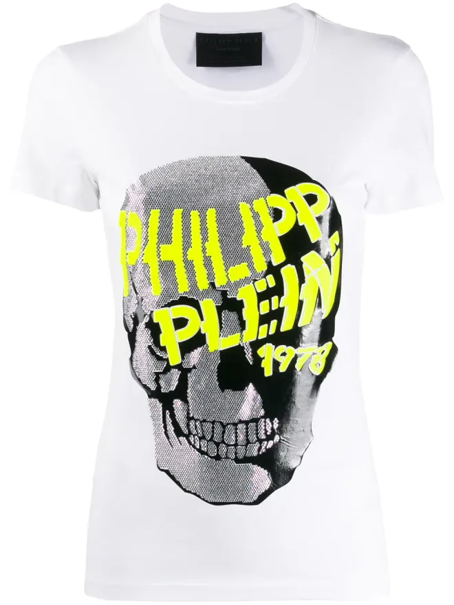 Philipp Plein Philipp Plein スカル装飾の半袖Tシャツ ホワイトの商品画像