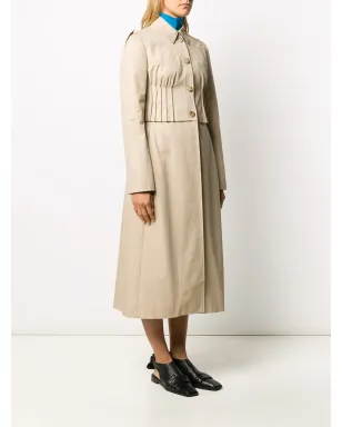 Nina Ricci pleated detail flared single-breasted coat - Neutrals - サムネイル3